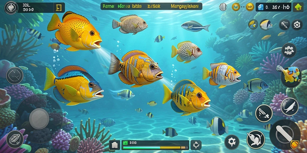 Gameplay seru Tembak Ikan dengan ikan beragam dan senjata menarik.