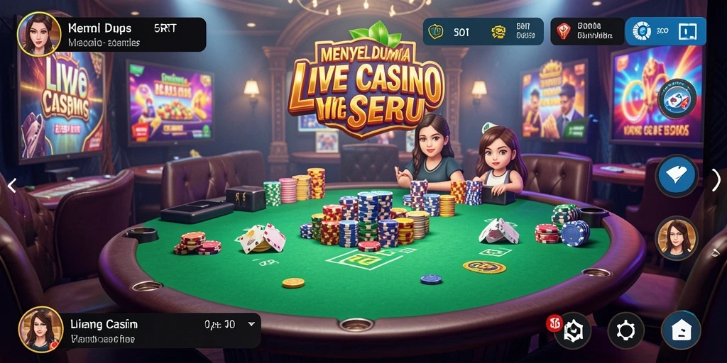 Screenshot 5RT menampilkan dealer langsung dan permainan kasino interaktif.