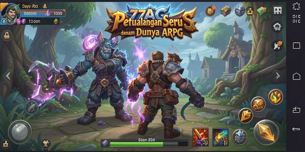 Tampilan gameplay seru dalam dunia petualangan ARPG 77AG.