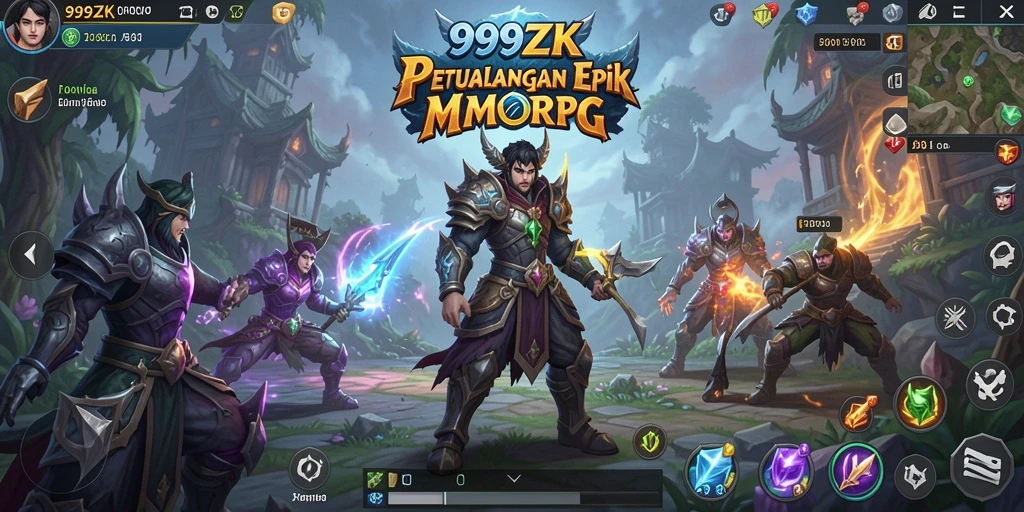 Screenshot gameplay menunjukkan petualangan seru di dunia fantasi 999ZK.