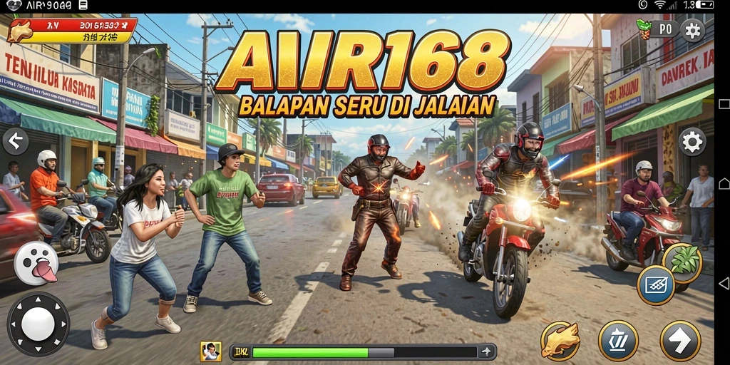 Gameplay menegangkan dalam suasana balapan AIR168.