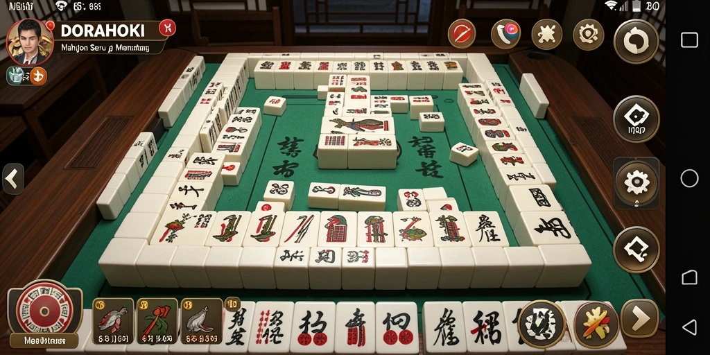 Screenshot gameplay DORAHOKI menampilkan keseruan permainan Mahjong yang menantang.