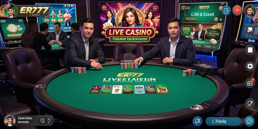 Screenshot menunjukkan gameplay seru di ER777 Live Casino.