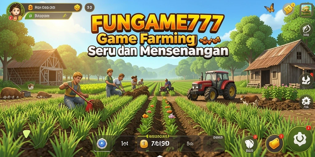 Screenshot gameplay FUNGAME777 menunjukkan aktivitas pertanian yang menarik.