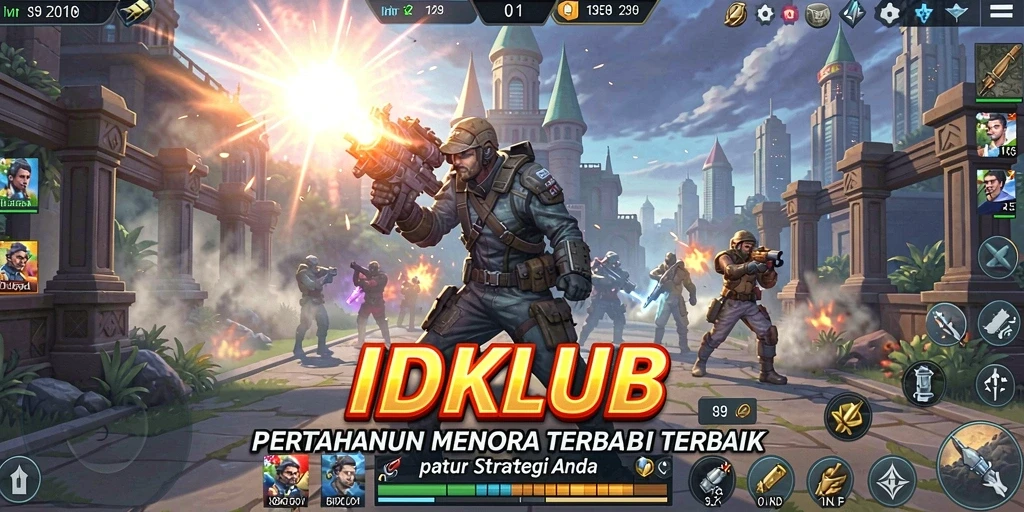 Tampilan gameplay seru dan strategi menara dalam IDKLUB.
