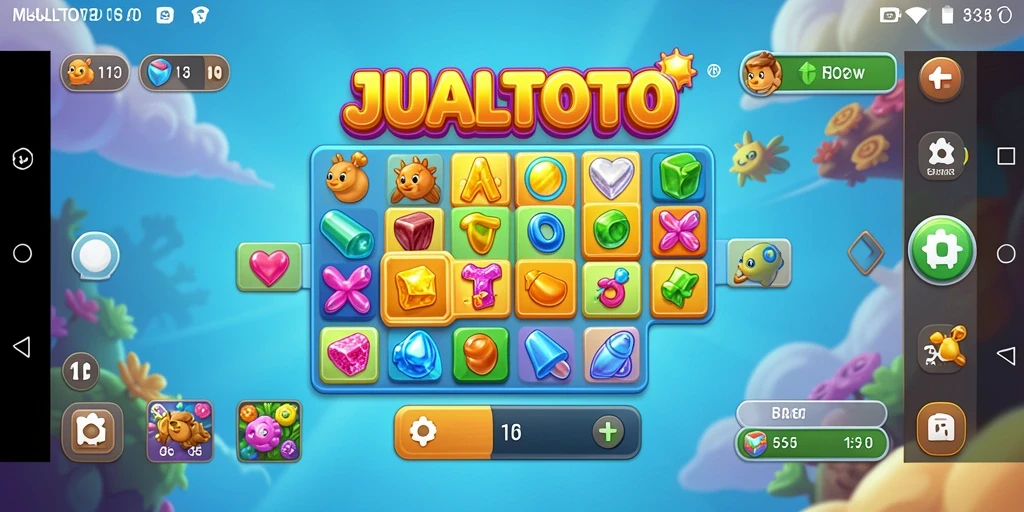 Screenshot gameplay JUALTOTO yang menunjukkan aksi Match-3 yang mendebarkan.
