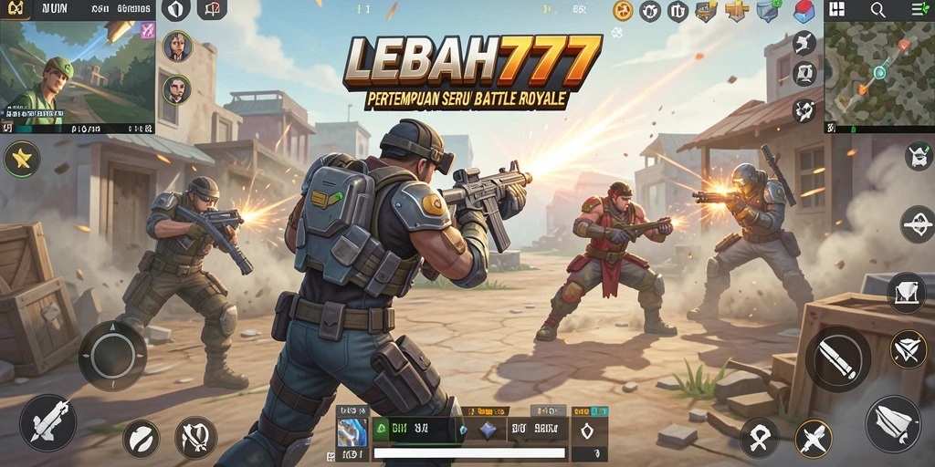 Screenshot gameplay LEBAH777 yang menunjukkan aksi seru di pertempuran Battle Royale.