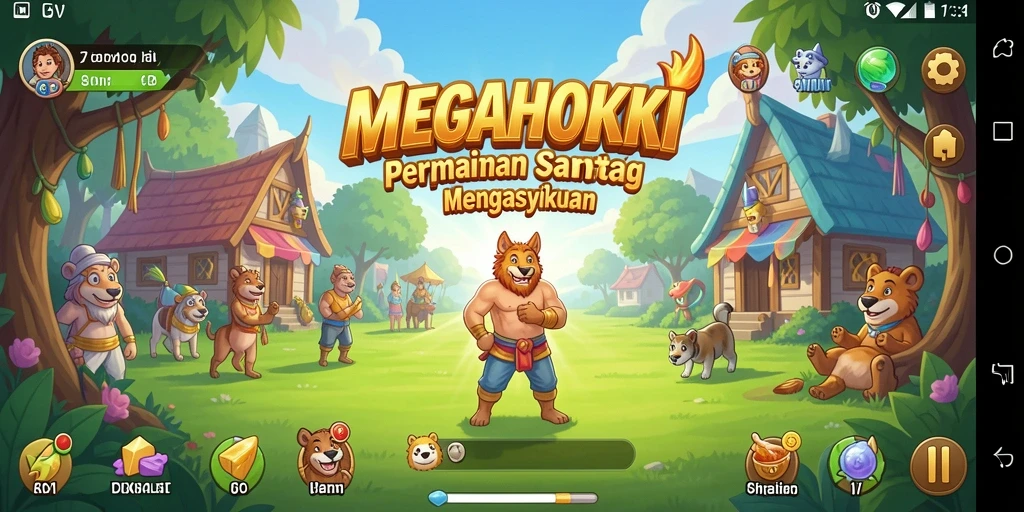 Tampilan utama gameplay MEGAHOKI yang penuh warna dan menarik.