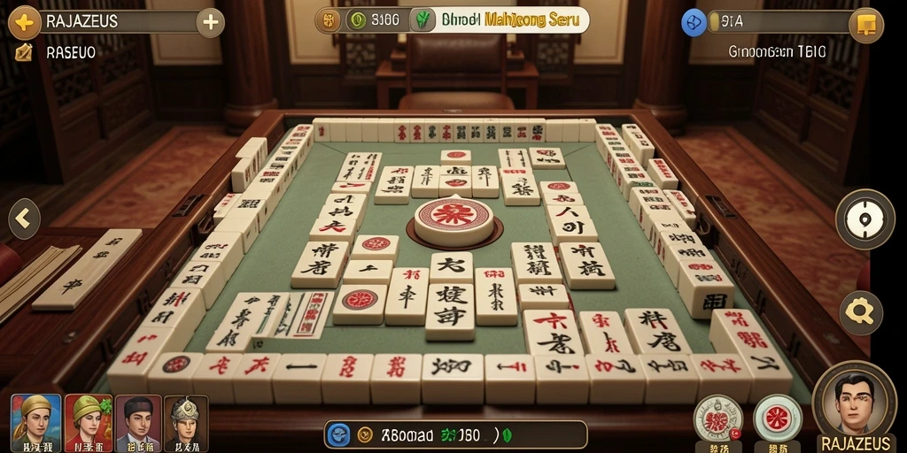 Screenshot gameplay RAJAZEUS menampilkan keseruan permainan Mahjong.