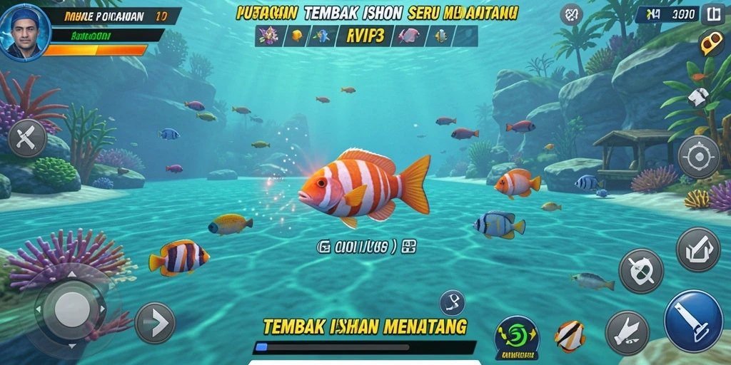 Tampilan gameplay RVIP3 yang menegangkan saat Tembak Ikan.