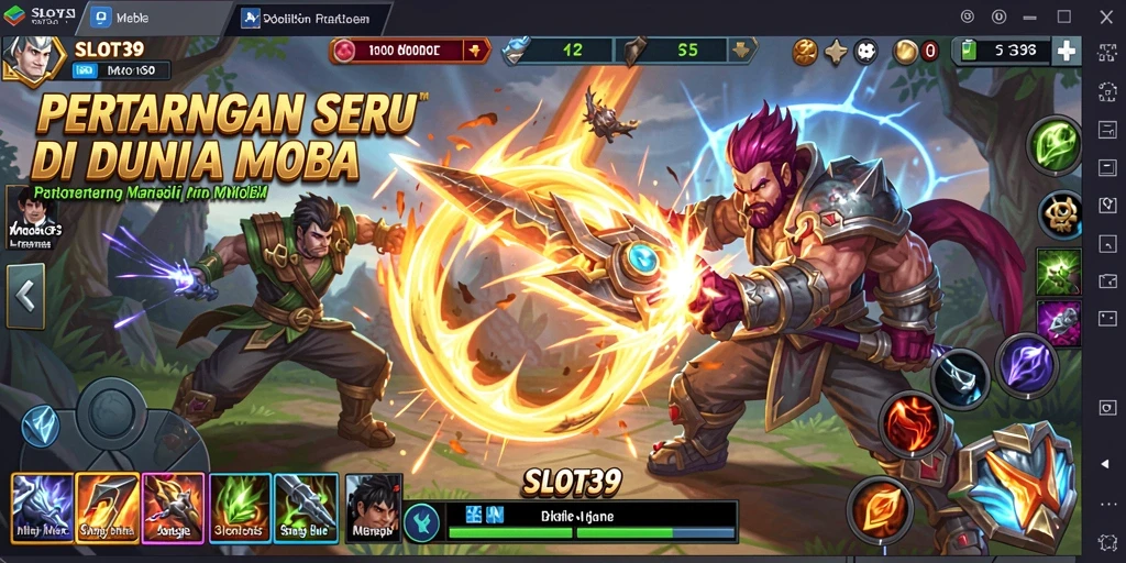 Screenshot gameplay SLOT39 menampilkan pertarungan seru antara tim.