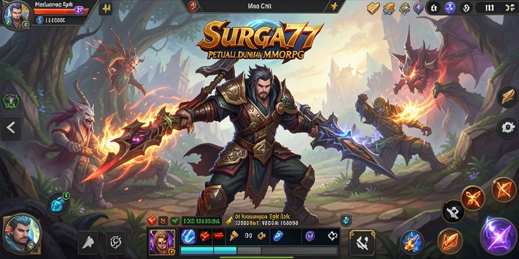 Tampak aksi seru dari gameplay MMORPG SURGA77 dengan grafis yang memukau.
