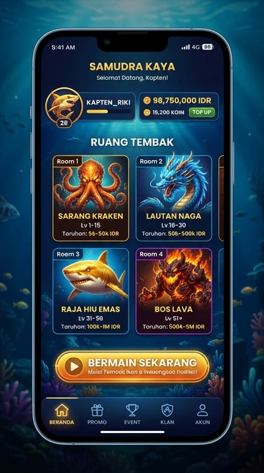 Tampilan antarmuka utama aplikasi putarmega yang menarik.
